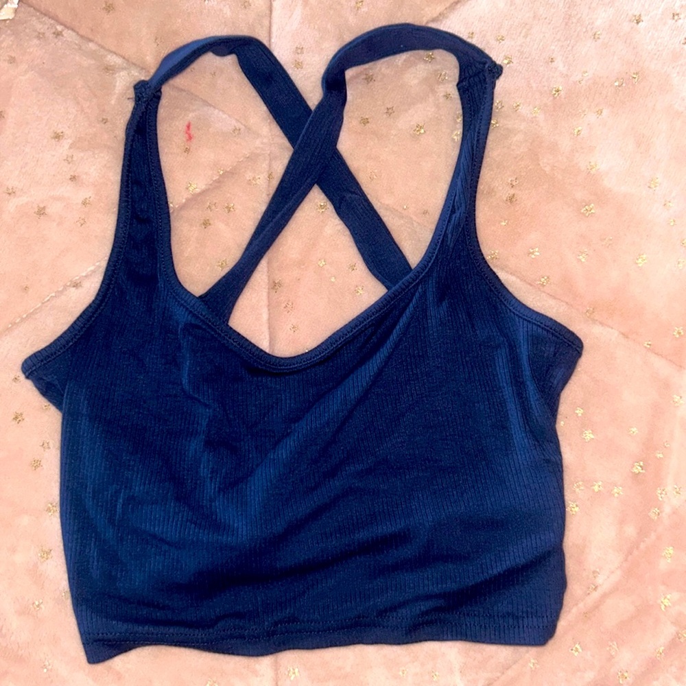 Cute cropped navy blue tank! Lightweight
